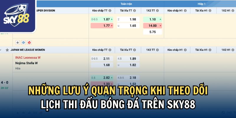 Những lưu ý quan trọng khi theo dõi lịch thi đấu bóng đá trên Sky88